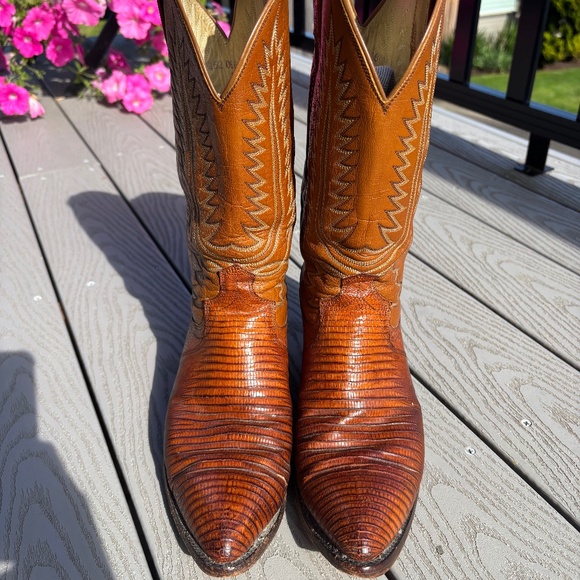 Dan Post Brown Lizard Skin Leather Western Cowboy Boots Men's Size 10D - Picture 6 of 12